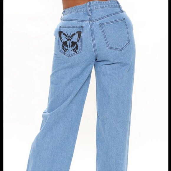 Boho Black Butterfly Jeans size 11 denim new - Picture 3 of 9